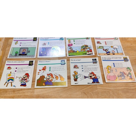 Lot of 12 Vintage Super Nintendo 1995 Mario Quiz Question Cards 5.5" x 5.5" - Picture 5 of 9